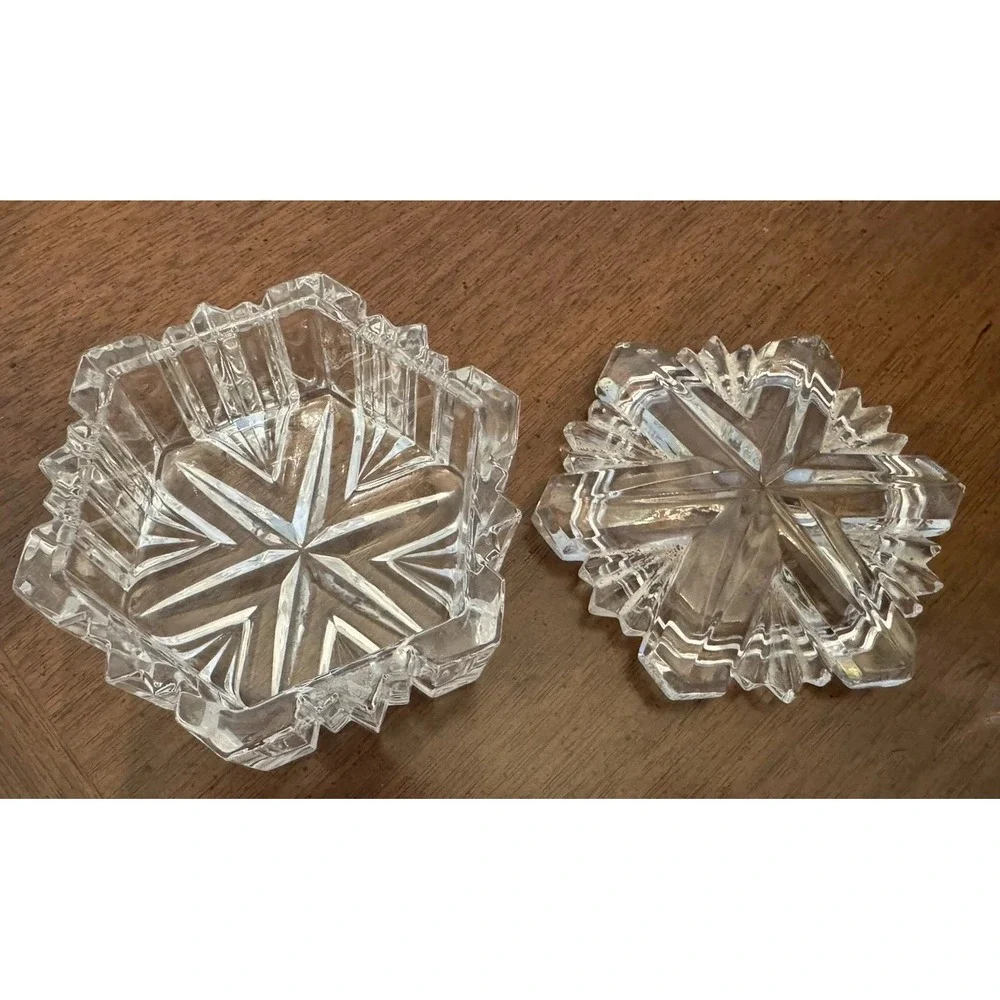 Vintage Mikasa Lead Crystal Snowflake Trinket‎ Jewelry Box 4